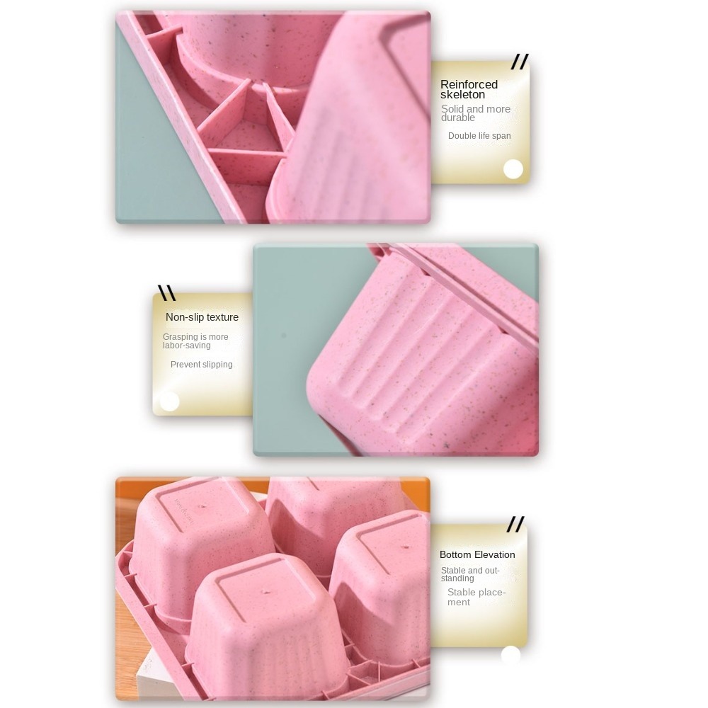 1pc Reusable Wheat Straw 4 Com - Meal Prep Box ulasan dan harga
